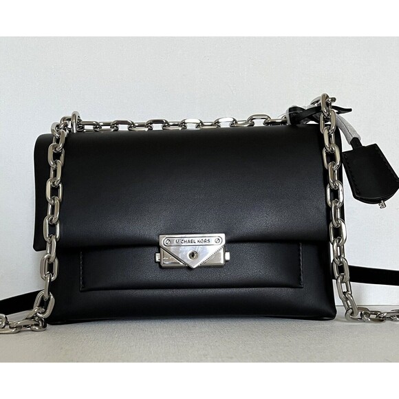 New Michael Kors Cece Medium Flap Shoulder Bag Black - Picture 1 of 5